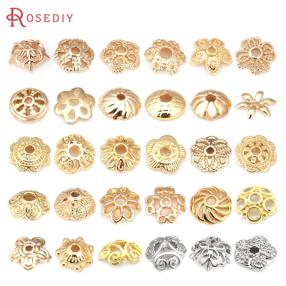 Supply Florist - 18K Gold Farbe Messing Blume Perlen