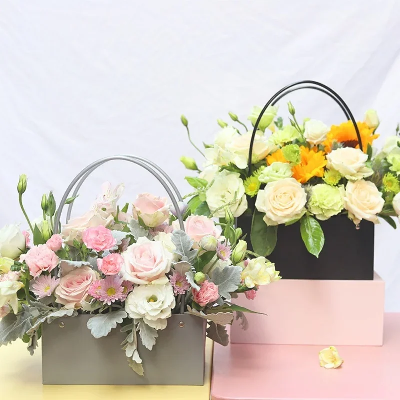 Florist Supply Buckets - Blumen-Papierbox Eimer PVC Floristik Geschenkverpackung 22x11x10cm
