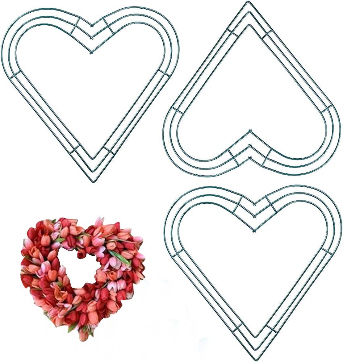 Wreath Form Wire - 3er Pack Premium Metall Herz Form