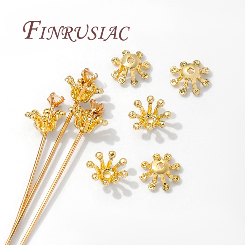 Supply Florist - 14K vergoldete Blumen-Perlenkappen, Messing-Perlenkappen für Armbandherstellung,