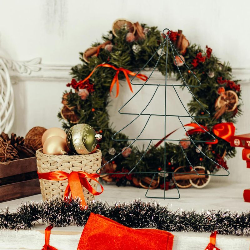 Wreath Form Wire - Weihnachtsbaumförmiger Metallkranzrahmen, Drahtkranz-Basisform, DIY-Handwerkskranz-Rahmen, Metall-Draht-Blumenkranzhalter