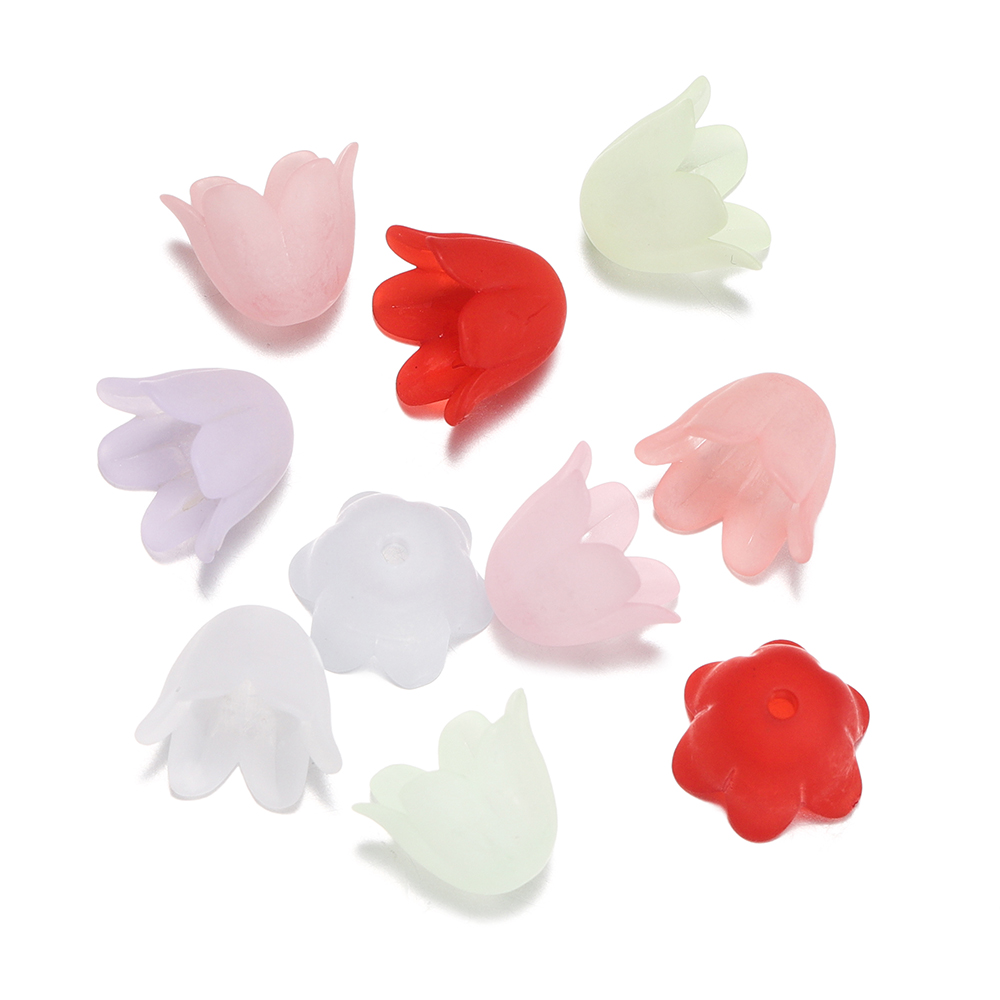 Supply Florist - 50 Stück 8,5x11mm Bunte Glockenblumen-Perlenkappen Acryl-Blumen-Abstandhalter-Perlen