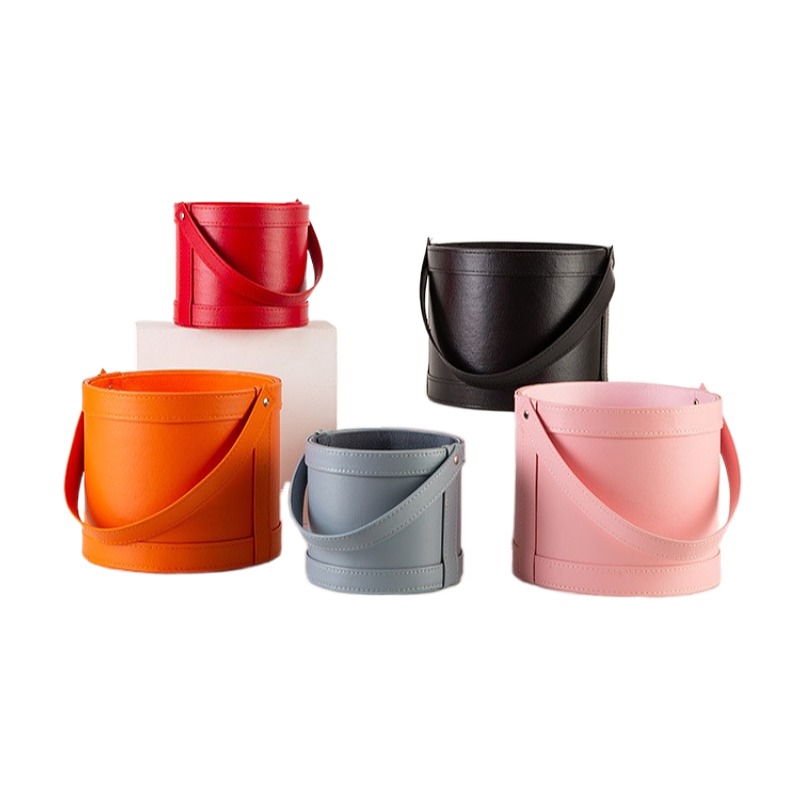 Tragbare Runde Leder-Geschenkb – Florist Supply Buckets Bewertung und Preis